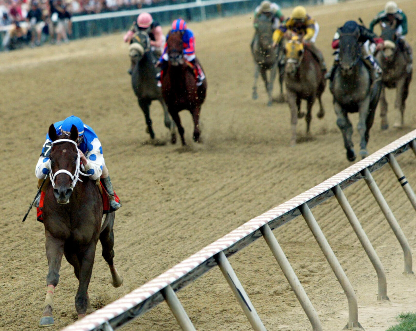 2004: Smarty Jones posts a record 11½-length victory in the Preakness